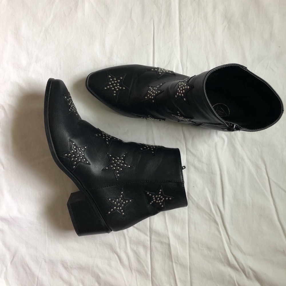 Star studded black ankle boot
